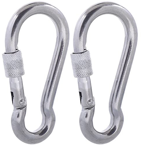 SEPWIK Stainless Steel Carabiner Clips - Heavy Duty Keychain Carabiners, Multi-Purpose Spring Snap Hooks for Dog Leash, Outdoor Camping, Swing, Hammock