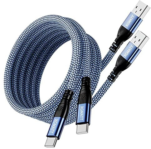 XGMATT USB C Kabel [3M 2Stück],USB Typ C Ladekabel Schnellladung Kompatibel mit Samsung Galaxy S22 S21 S20 S10 S9 Plus Note 10 9 8, Google Pixel, LG, Huawei P10 P9,Sony Xperia XZ, Fliese blau