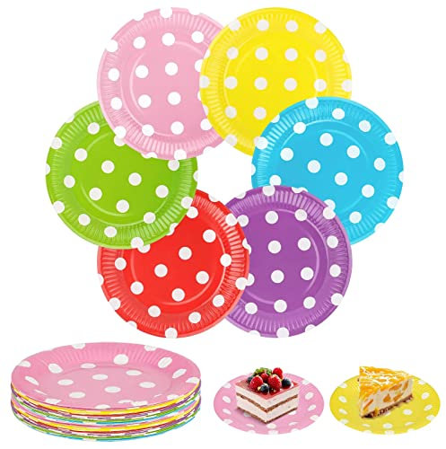 Piatti Carta Colorati, 36 Pcs Usa E Getta Economici Rotondi, 7 Pollici Ecologici, Stoviglie Per Feste, Compleanno, Matrimonio, Fai Da Te, Fatti A Mano