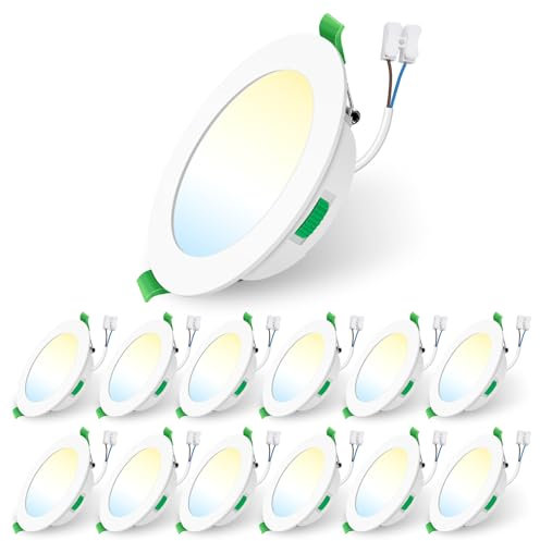 ALUSSO LIGHTING 7W LED Einbaustrahler 230V,Einbaustrahler Led Dimmbar,Deckenspots 550 Lumen,3CCT 3000K 4000K 6500K Einstellbar Einbauleuchten,IP44 Deckenstrahler für Badezimmer,Küche, 12er Set,Weiß