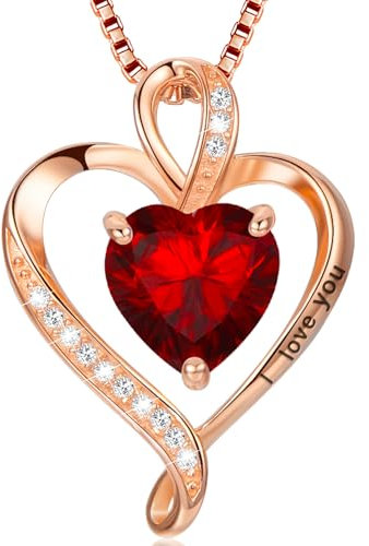 LAVUMO Herz Kette Damen Silber 925 I love you Halskette Damen Personalisierter schmuck Geschenke für Frauen Frau MaMa Freundin an Geburtstags Valentinstag Muttertag Mit Rose Geschenkbox