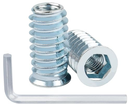 40 Pièces Insert Fileté Bois M8 x 15mm, Leryati Inserts M6 D'écrou Borgne Ecrou Hexagonal, Zinc Douille Filetée Insert a Visser Insert Écrous à Visser Fileté, Manchons à Visser Vis Tête Insert Bois