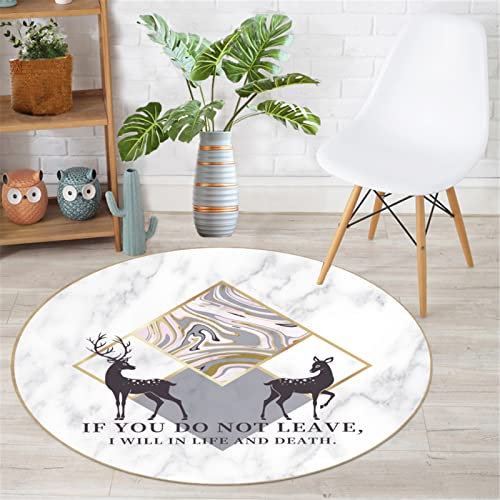 Highdi 3D Alfombras Redondas Tapete Redondo Lavable Antideslizante, Geometría Alfombra de Área Redonda Grande para Dormitorio, Salón, Sofá, Mesa Café Estudio Comedor (140cm,Cristal Alce)