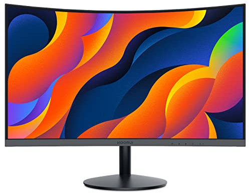 KOORUI Curved Monitor - 24 Zoll FHD Curved Computer Monitor, VA-Panel, 60Hz, Krümmung 1800R, Neigungsverstellung, Augenpflege, HDMI, VGA Gaming Monitor, Schwarz