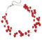FULU AUTUMN Boho Perlenkette Damen Silber Statement Kette Mehrreihige Modeschmuck Geburtstagsgeschenk für Frauen(Red)