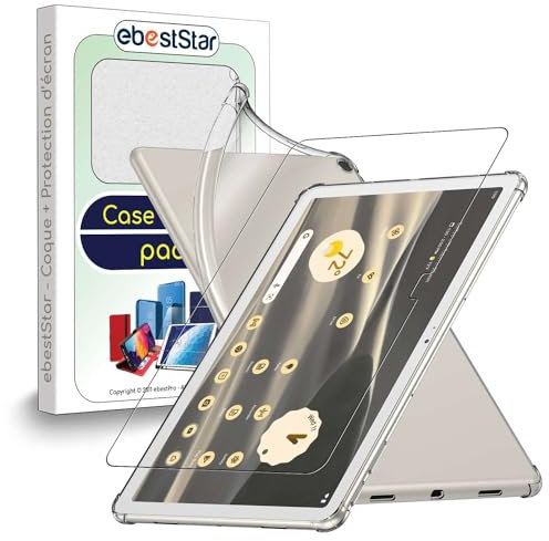 ebestStar - Cover per Google Pixel Tablet, Custodia Silicone Trasparente Protezione TPU Antiurto, Bordi Rinforzati, Trasparente + Vetro Temperato