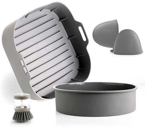 SANRUAIS Molde Silicona Freidora De Aire, Desde 4l-7l [20,5 Cm], Incluye Accesorios Freidora De Aire y Molde Bizcocho freidora de Aire, Resistente Al Calor, Fácil De Limpiar Y Antiadherente