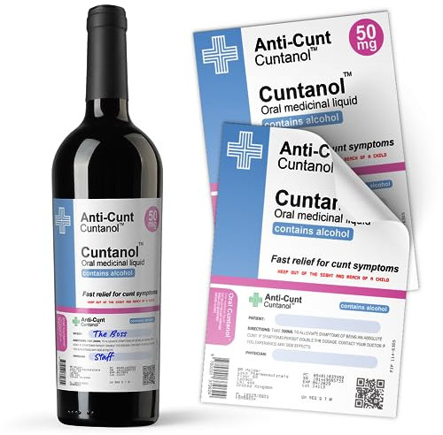 Panda Loco Anti-Cunt Wein- & Spirituosen-Flaschen-Aufkleber Prescrition Drinnk Lables Cuntanol | lustiges Scherzgeschenk (6)