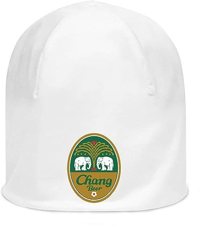 Chang Round Elephant Logo Unisex Mütze aus dünner Baumwolle dehnbar weiß Weiß