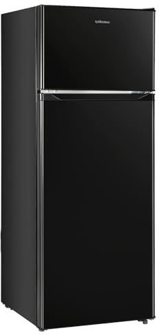 Upstreman 7.7 Cu.Ft. Refrigerator with Freezer, Double Door Fridge, Adjustable Thermostat, Large Capacity, Reversible Door Swing, Refrigerator for Apartment, Office, Dorm, Black(BD75)