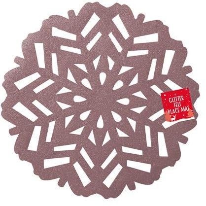Rose Gold Christmas Glitter Felt Placemat 39cm