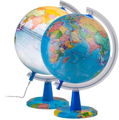 TOPGLOBE 20cm Leuchtglobus - Karte auf Deutsch - Schülerglobus Moderne Politische Weltkugel – pädagogische/geografische