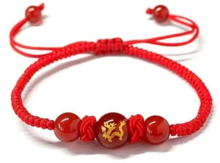 OCKULT 2024 Neujahrsarmband mit Drachen-Drachen, handgewebt, verstellbar, chinesisches Tierdrachen-Charm-Armband, Glücks-Feng-Shui-Drachenseil, Kordel-Armbänder, für Frauen und Mädchen