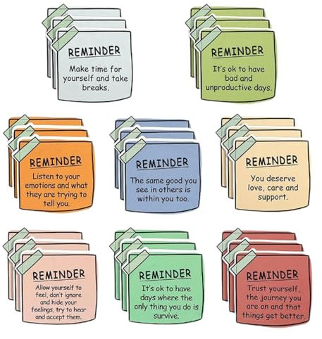 24 Stück Aufkleber für psychische Gesundheit, Ermutigungsaufkleber, kein Kleber, Erinnerungs-Aufkleber, wasserdichte Laptop-Wasserflaschen-Aufkleber, Beratungsbüro-Dekoration für Handy, Auto, Computer