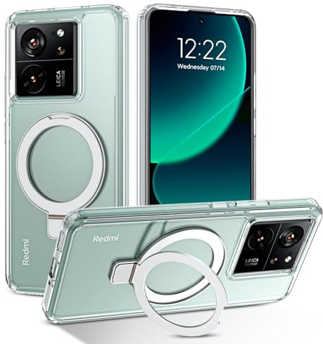 YINLAI für Xiaomi 13T Pro Hülle Kompatibel mit magsafe mit Ständer,Handyhülle Xiaomi 13T Magnetisch Clear Kabellos Cover Case Schutzhülle für Xiaomi 13T/13T Pro/Redmi K60 Ultra,Transparent