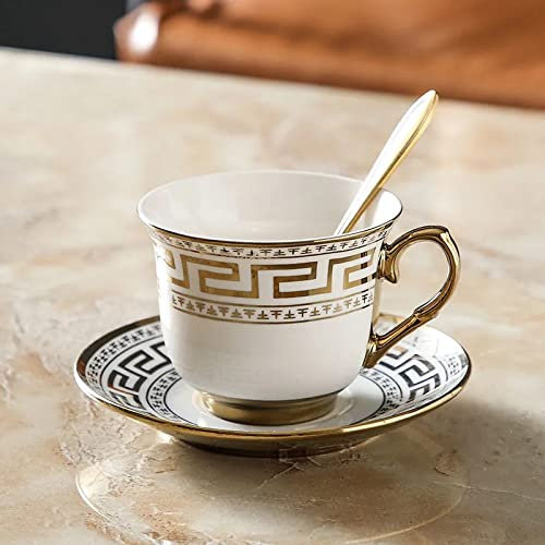 Yining-999 Kaffeetassen Kaffeetasse AMP Saucer Set Rose Löffel Gloden Luxus Keramik Cermic Milch Becher Top-Grade Porzellan Teetasse Drinkware für Büro und Zuhause (Color : Style b)