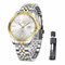 Raitown Herrenuhr Edelstahl 42mm Großes Zifferblatt mit Leuchtindizes und Datumsanzeige 30M Wasserdicht Analog Quarzwerk Klassisches Design Männer Armbanduhr Silbrig