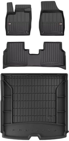 MOTOS Satz Gummifußmatten und Kofferraummatten passend für Skoda Enyaq iV ab 2020 Crossover, unterer Laderaumboden Verbessern Sie Ihren Reisekomfort mit Antirutschmatte Auto 3D- Allwetter fußmatten Au