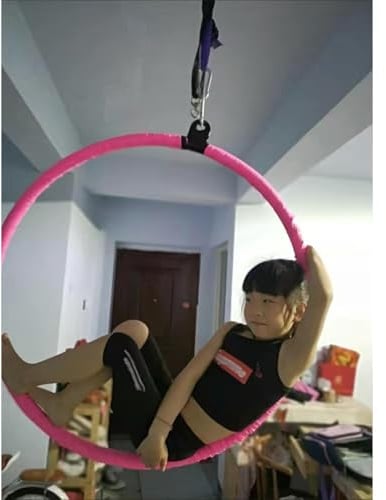 CHZDPP Antenne Yoga-Reifen Zirkus Luftring mit rutschfestem Band/Decke Ancho, Hängender Yoga-Reifen für Akrobatik/Gymnastik/Aerial Fitness, 80/90/ 100 cm Luftring-Set(Dia 80cm/31.5in/2.6ft)