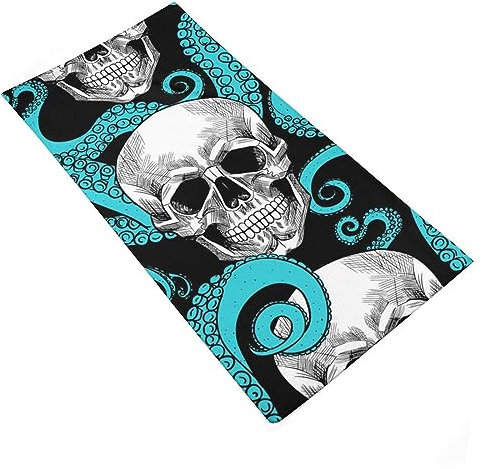 Serviette De Plage, Octoplus Et Crâne Essuie-Mains Microfibre Serviettes De Toilette Séchage Rapide Serviettes À Sauna pour Douche Maison Bain 80X130Cm