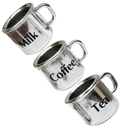 VICASKY 3pcs Dollhouse Cup Coffee Mugs Tea Cups Teacups Doll House Coffee Glasses Water Mug Know Mug Miniature Mini Mug Pretend Play Props Kitchen Cup Model Mini Photo Props Mini Cup Metal