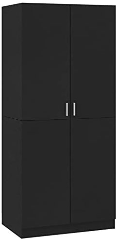Willood Kleiderschrank mit Flügeltüren und Hängebereich Kleiderschrank in Unifarbe Schlafzimmerschrank 80x52x180 cm Schwarz