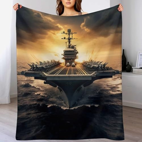 AAPZY Flugzeugträger Kuscheldecken,Decke, 3D-Digitaldruck Kuscheldecke, Flannel Decke, Weich Wohndecke, Sofadecke Decke Für Kinder Jungen Erwachsene （150×200cm）