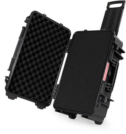 Wiltec Universalkoffer 54,5 x 32,4 x 21,5 cm, wasserdichter Transportkoffer mit Rollen, Schutzkoffer aus PP und Glasfaser, Koffer mit Würfelschaumstoff