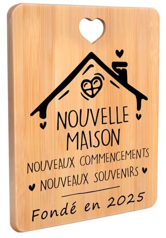 Cadeau Crémaillère - Planche à Découper en Bambou Gravée, Cadeau Nouveaux Propriétaires, Cadeaux pour Nouvelle Maison pour les Amis, Idée Cadeau Crémaillère