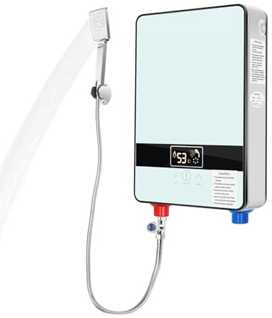 Scaldacqua istantanea doccia, scaldacqua elettrico istantaneo, 6500 W Tankless acqua calda istantanea bagno doccia, bagno scaldabagno elettrico 0-55 ℃, 29 × 19 × 6,5 cm