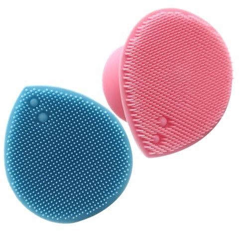 Healvian 2stücke Gesichtswaschbürste Mit Kopfhautmassage Für Dusche Sanfte Silikonborsten Für Haut Und Porenreinigung Einfach Zu Handhaben Mit Saugnapfgriff Für Täglichen Gebrauch