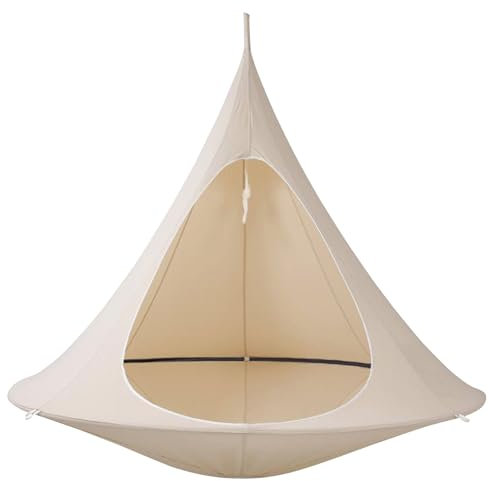 Inscrip Hanging Rope Swing, Hanging Tree Tent with Adjustable Rope, 1200D Oxford Sensory Pod Hanging Chair, Portable Hanging Chair, Tree Tent for Outdoors, Indoors, Camp, Beach (Beige, Ø150cm)