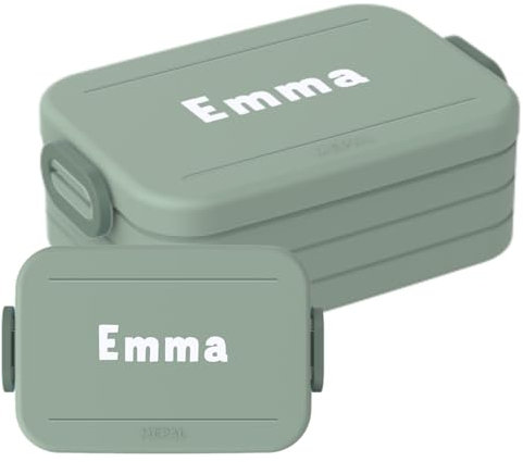 Mepal Brotdose mit Namen To Go - Personalisierte Lunchbox - Geeignet für bis zu 4 Butterbrote - Brotbox Erwachsene - BPA-frei & Spülmaschinenfest - 900 ml - Midi - Nordic sage