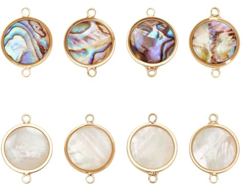 UNICRAFTALE Abalone Muschel Anhänger Paua Flache Muschel Anhängers Natürliche Perlen Charm Goldene Lose Verbindungsstück Anhänger Für Die Herstellung von Armbändern Und Schmuck