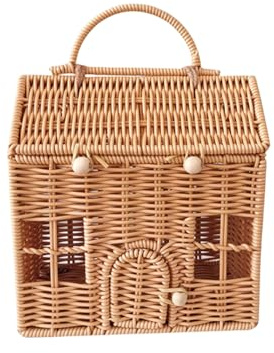 Ksikdeg Weidenkoffer Dekorative Haus Rattan Korb mit Griff Lebensmittel Aufbewahrungsbox für Picknick und Familie