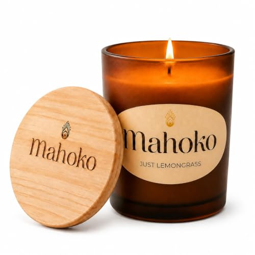 Mahoko Duftkerze Zitrone & Tonkabohne im Glas 100% Sojawachs 45h Brenndauer | Duftkerzen Geschenkset, nachhaltig, handgemacht in Deutschland, paraffinfrei, Geschenk für Frauen, Freundin & Kollegin