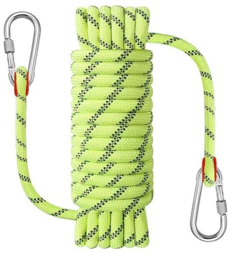 NorthPada Kletterseil Haken aus Nylon, 10 mm x 3 m, Reflektierend Fluoreszierendes Grün, Schwimmend, für Klettern, Baumpflege, Schaukeln, Bootfahren, Angeln, Rafting, Wandern und Baumpflege