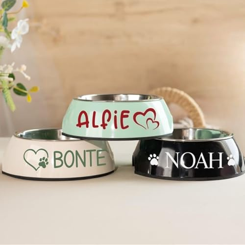 Futternapf aus Edelstahl mit Namen, personalisierbar, für Futter und Wasser, Geschenk für Hundeliebhaber (14 cm)