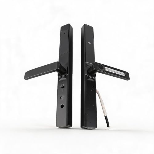 Cryfokt Serrure Intelligente Extérieure, Empreinte Digitale, Mot de Passe, Carte, clé, WiFi, Serrure à Pêne Dormant pour la sécurité de la Porte D'entrée, avec Système D'alerte, Contrôle (BLACK)