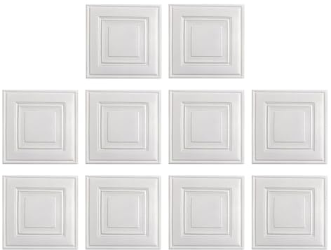 Wandpaneele abziehen und aufkleben – 35 x 35 cm 3D-Kunststoffpaneele mit 10 Stück | Klebe-Dekoration abnehmbar wasserdicht 13,7 x 13,7 Zoll für die Wandoberfläche der Decke