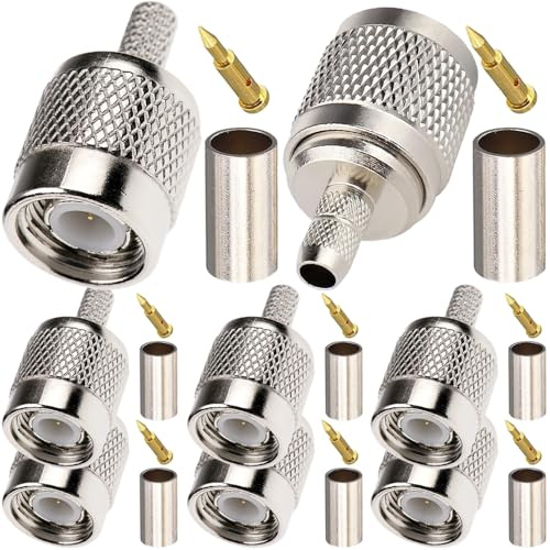HAAMNING7 TNC-Crimpstecker gerade, TNC-Typ Lötstecker für RG58/RG142/RG400/LMR195/KSR195/3D-FB Kabel (8er Pack)