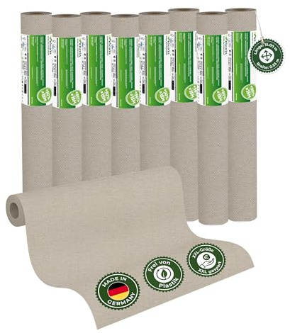 Veluxis Vliestapete 8er-Set UNI einfarbig Greige – 15,00 m × 0,53 m | matt, waschbeständig, stoßfest, Made in Germany