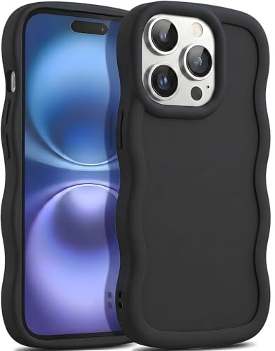 Ciciber Ttusy For iPhone 14 Pro Max Case (6.7 Inch), Smooth Curvy Wave Edge, Stylish Durable TPU Case, Solid Color Matte Shockproof Cover for Teen Girls and Women, Black