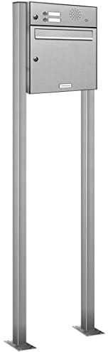 AL Briefkastensysteme 1er V2A Edelstahl Standbriefkasten mit Klingel rostfrei als 1 Fach Briefkastenanlage in Postkasten Brierfkasten Design modern