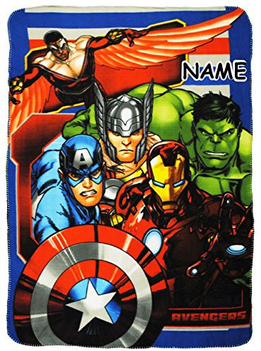 alles-meine.de GmbH Kuscheldecke/Fleecedecke - The Avenger - incl. Name - 100 cm * 140 cm - Decke aus Fleece - für Jungen - Schmusedecke - Schleife - Jungendecke/Avenger ..
