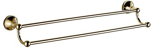 BOATX Double porte-serviettes rétro pour salle de bain - 60 cm - Double couche - En laiton (doré)