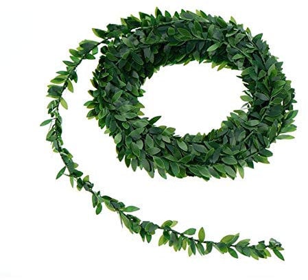 Ruick 7,5 M / 295 Inch Künstliche Blumenreben Seidenkranz Grüne Blätter Grün Gefälschte Efeuranken Hochzeit Wand Handwerk Dekor (7,5 M / 295 Inch, Grün)