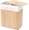 Wäschekorb HWC-C21, Laundry Wäschebox Wäschesammler Wäschebehälter, Bambus 2 Fächer 63x55x34cm 100l - naturfarben