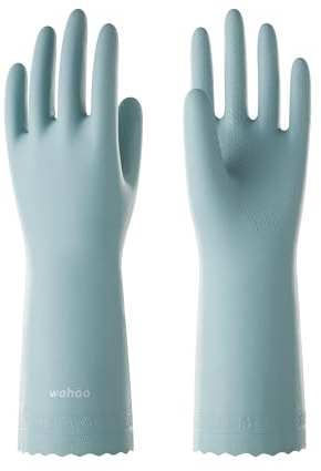 LANON wahoo Cleaning Gloves with Cotton Flocked Liner, Surf Spray, Medium | Dishwashing, Latex Free, Skin-Friendly, Dishes Washing, Reusable, DEHP-Free, Non-Slip, Household Kitchen Gloves