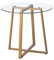 H.J WeDoo Mesa de Comedor Redonda Mesa de Cristal Estilo Escandinavo Patas de Metal Imitación Madera Templado Cristal 80 * 75 cm